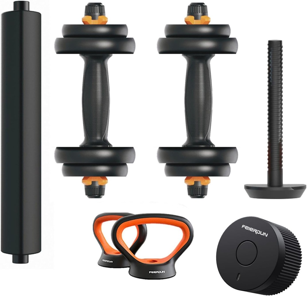 KSIX smart your tech Fed Dumbbell Kit V2 10KG conectat la aplicația Move It, 10KG Xiaomi Fed Russian Bar și Greutate, Senzor inteligent, 10kg, Modular, Multifuncțional, Mâner ergonomic