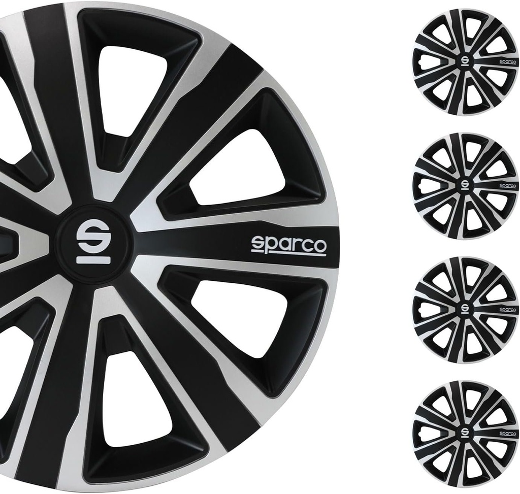 Huse roti Sparco Palermo - 16 inchi - Argintiu/Negru - Set de 4