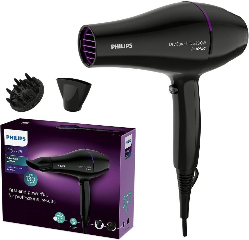 Uscător de păr Philips DryCare Pro cu motor AC puternic (model BHD274/00)