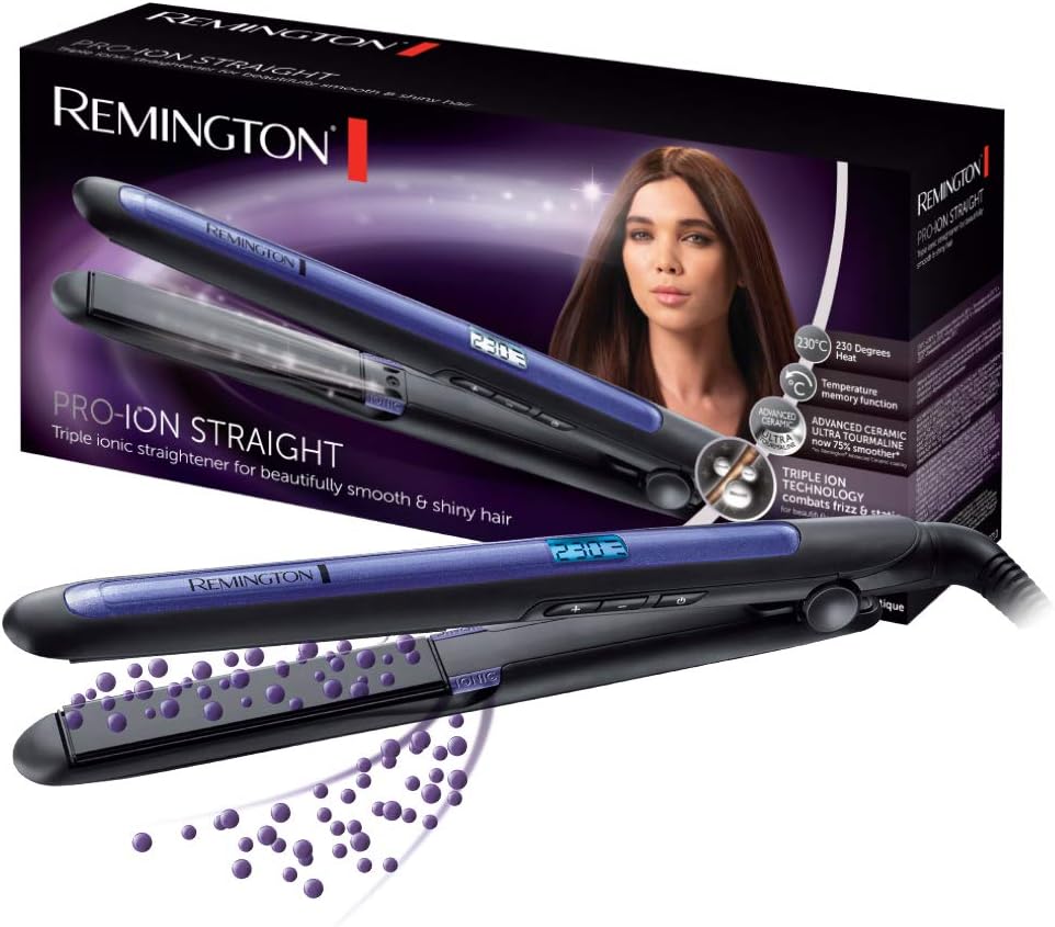 Placă de îndreptat Remington [Tehnologie triplă ionică: mai puțin încrețit și statică] Placă de îndreptat pentru păr S7710