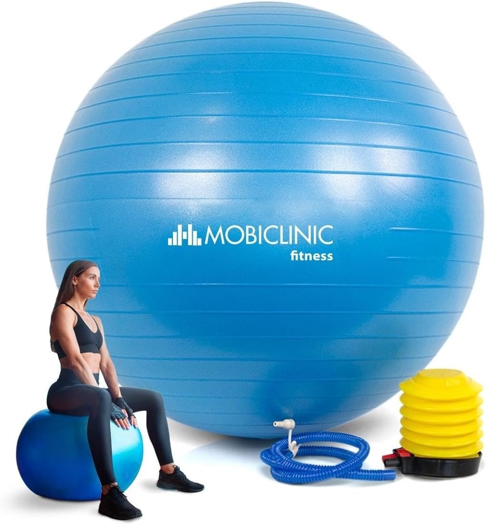 Mobiclinic® Fitness, Minge Pilates, 58 cm, cu umflator, antiderapant, anti-punctura, lavabila, pentru sport, femei insarcinate, Py-01