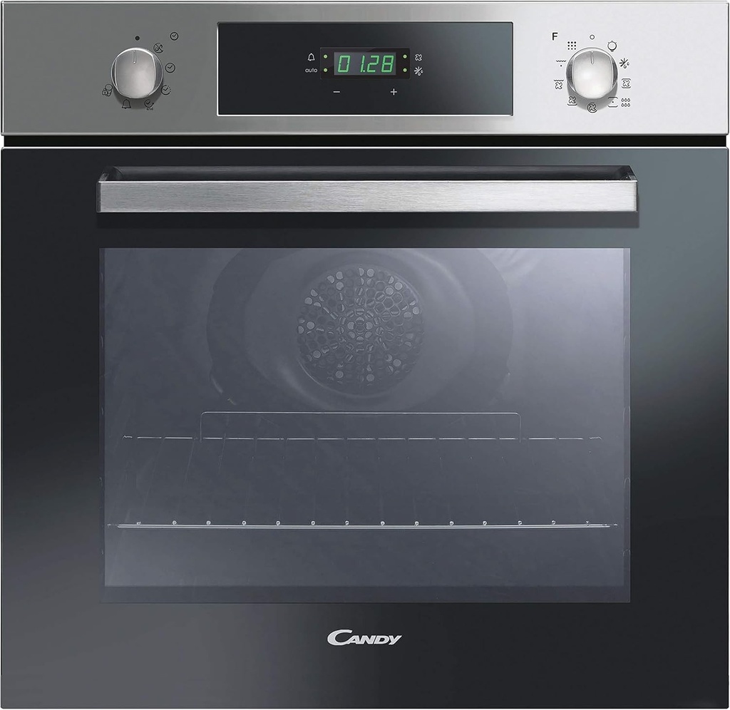 Candy OCTP886X Cuptor electric pirolitic incorporabil, ventilat, capacitate 70 litri, functie gratar si pizza, 9 programe, 56,8x59,5x59,5 cm, otel inoxidabil si sticla, clasa A