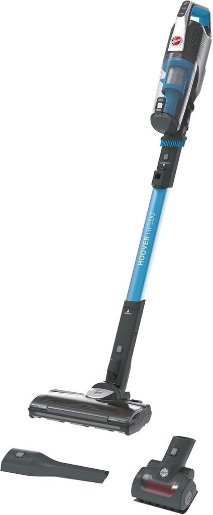 Hoover HF500 HF522STP 011 Aspirator fara fir, fara sac, 0,45 L, autonomie baterie 45 min, perie anti-incurcare, mini perie Turbo Animal, albastru