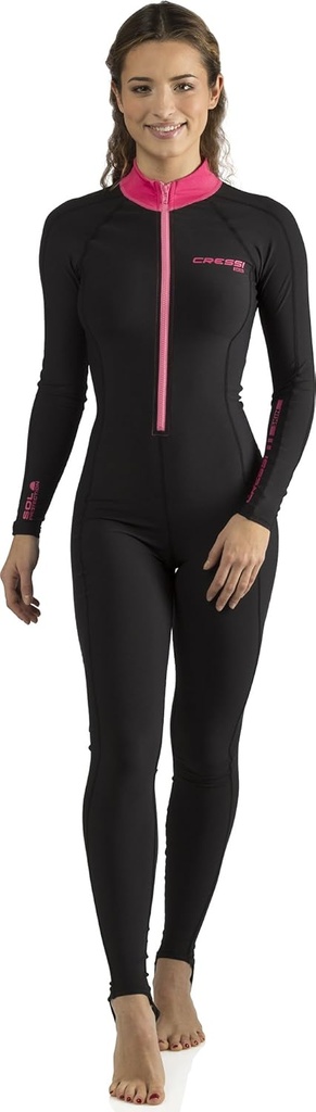 Cressi 1 mm, Costum de neopren dintr-o singură piesă pentru femei, negru/roz, 2/S