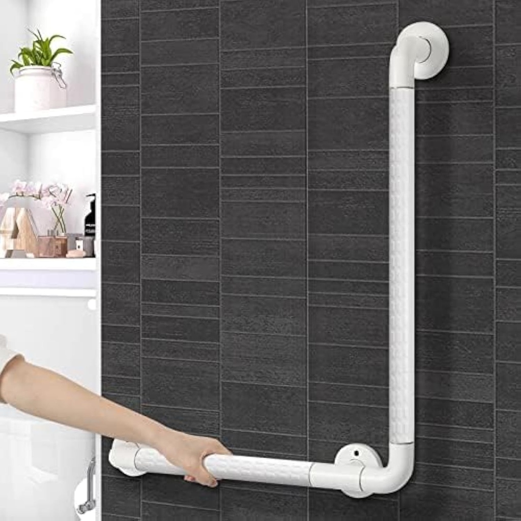 WOOHSE Bara de sprijin pentru baie, bara de sprijin pentru baie pentru persoane cu mobilitate redusa, maner de dus, bara de prindere pentru baie anti-alunecare pentru batrani din otel inoxidabil 60 X 40 cm Bara de sprijin de siguranta pentru toaleta cada, scara