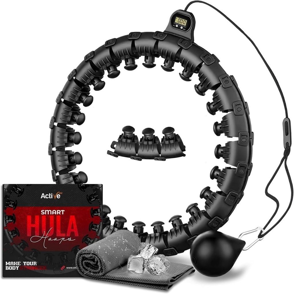 Hula Hoop inteligent ponderat, exercitiu de fitness reglabil Hula Hoop cu greutate - 27 noduri (negru)