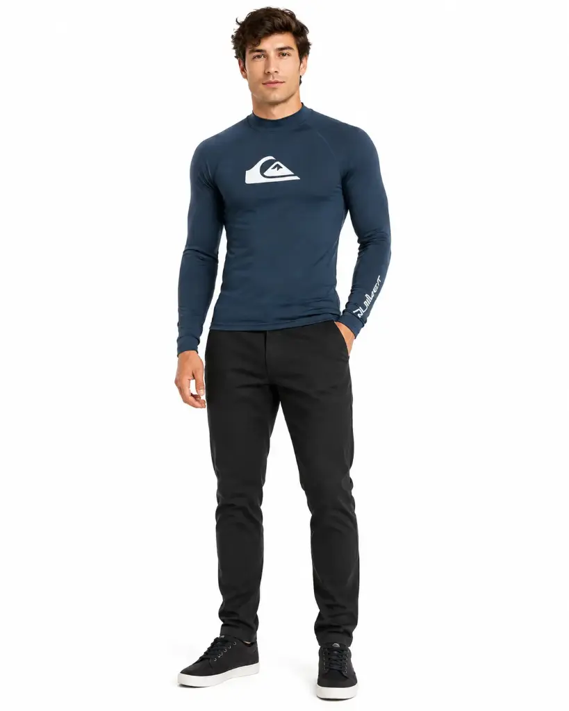 Costum de soare Quiksilver pentru barbati All Time - Lycra cu maneca lunga, Blazer bleumarin Heather, L EU