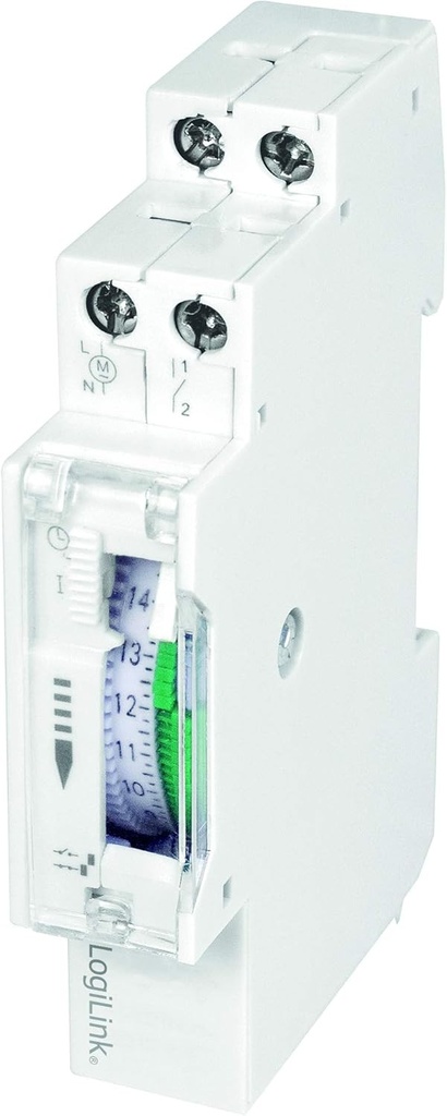 LogiLink ET0009 ET0009-DIN-RAIL - Temporizator cu temporizator mecanic pentru comutare usoara de ex. lumini neon, incalzitoare de apa, felinare, sisteme de irigare etc., protectie IP20