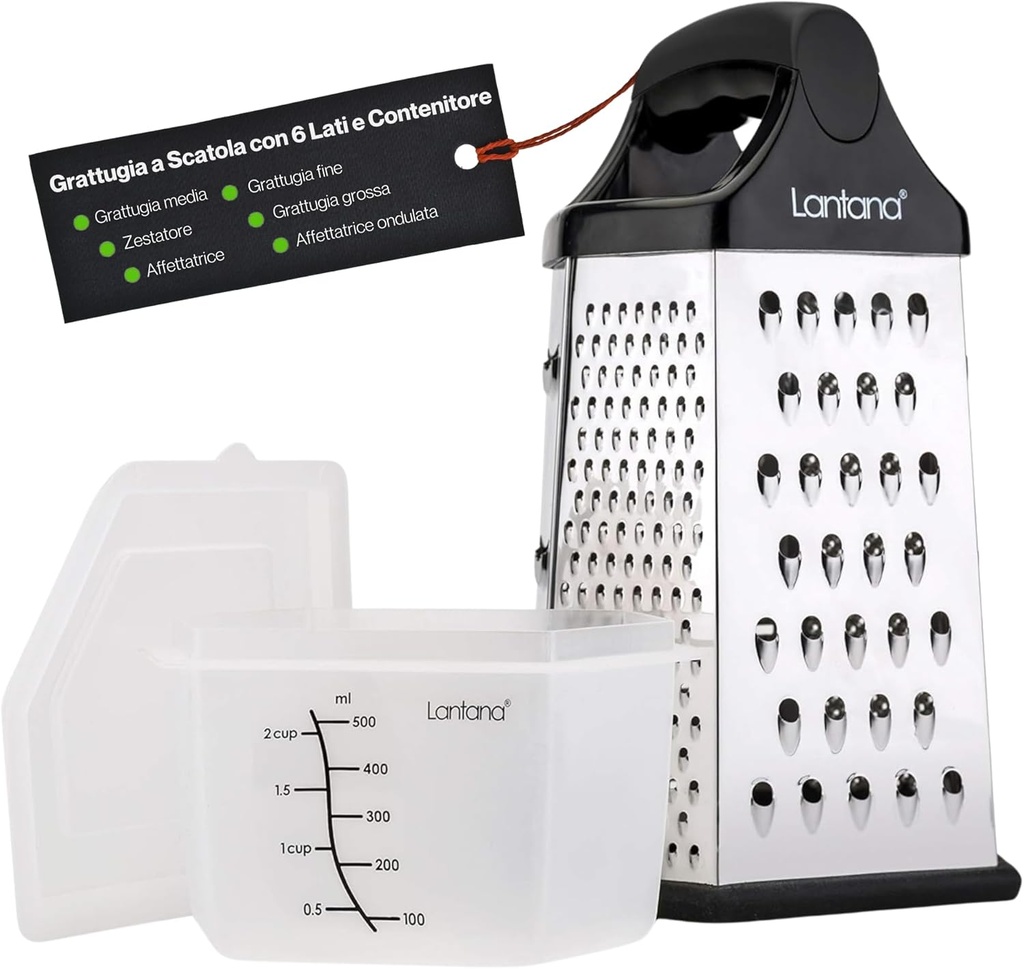 Răzătoare cu 6 fețe Lantana cu recipient - Răzătoare manuală/Mandolină/Zester