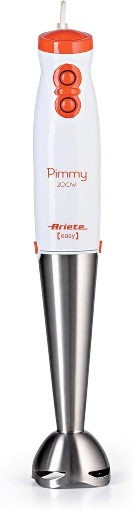 Ariete 881 Pimmy 200 - Blender de mână - Ax detașabil și lame din oțel inoxidabil - 2 viteze - 200 wați - alb și portocaliu
