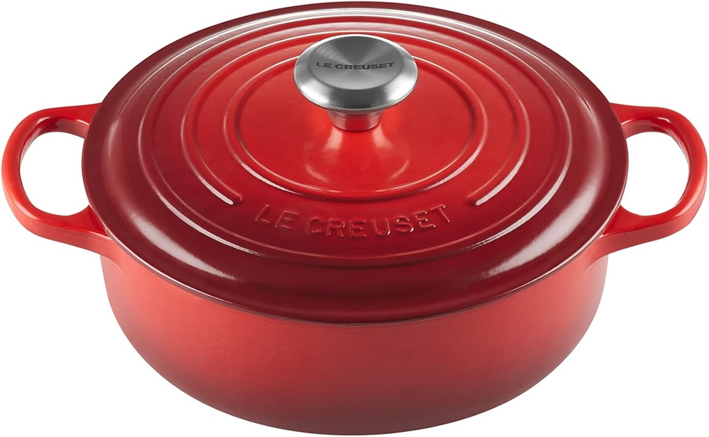 Caserolă Le Creuset Signature joasă rotundă emailată din fontă, 24 cm, 3,1 L, cireș, 21179240602430