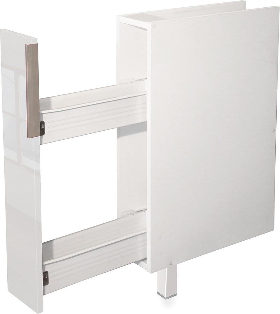 Berlioz Creations CE15BB Unitate de baza de bucatarie cu suport pentru condimente alb lucios 15 x 52 x 83 cm