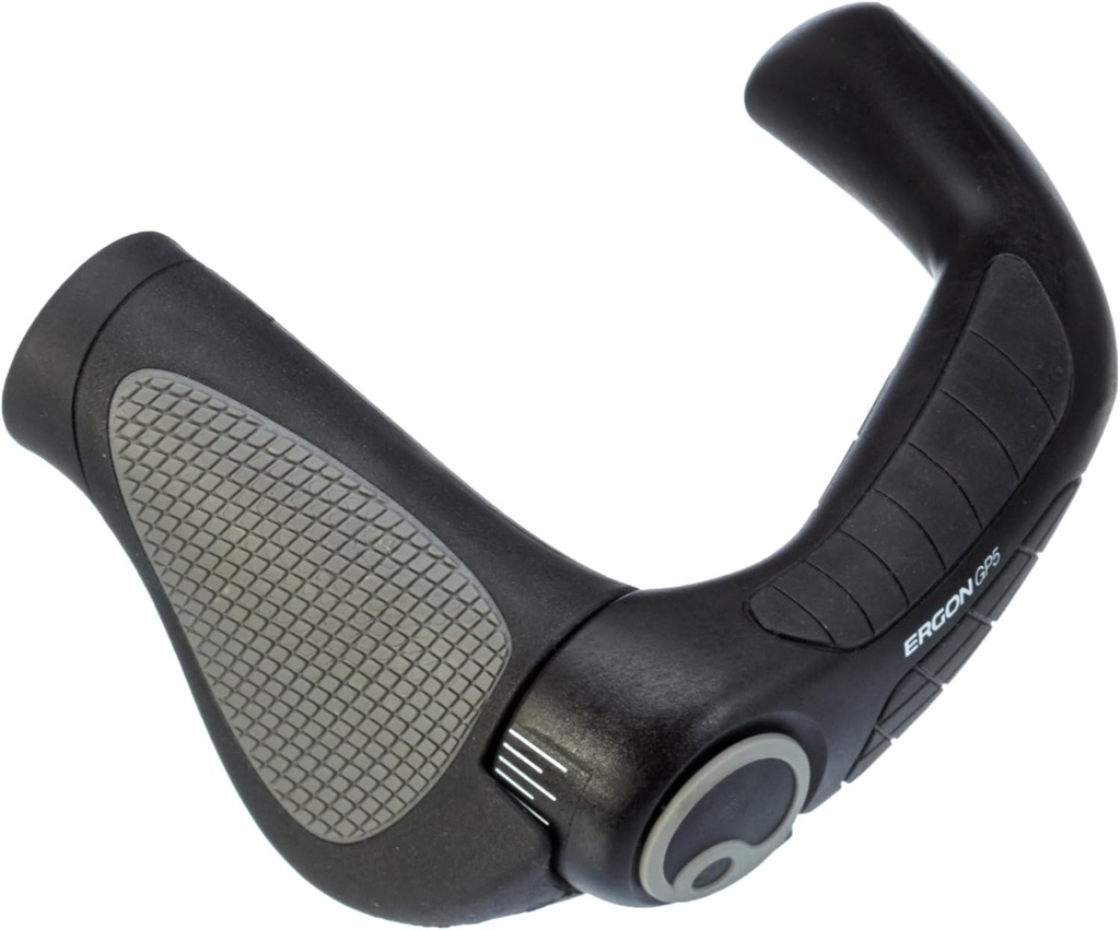 Ergon - Grip pentru biciclete GP5 | Ergonomic cu bara extra-lung | Trekking, Turism | Gripshift | Mic | Negru/gri