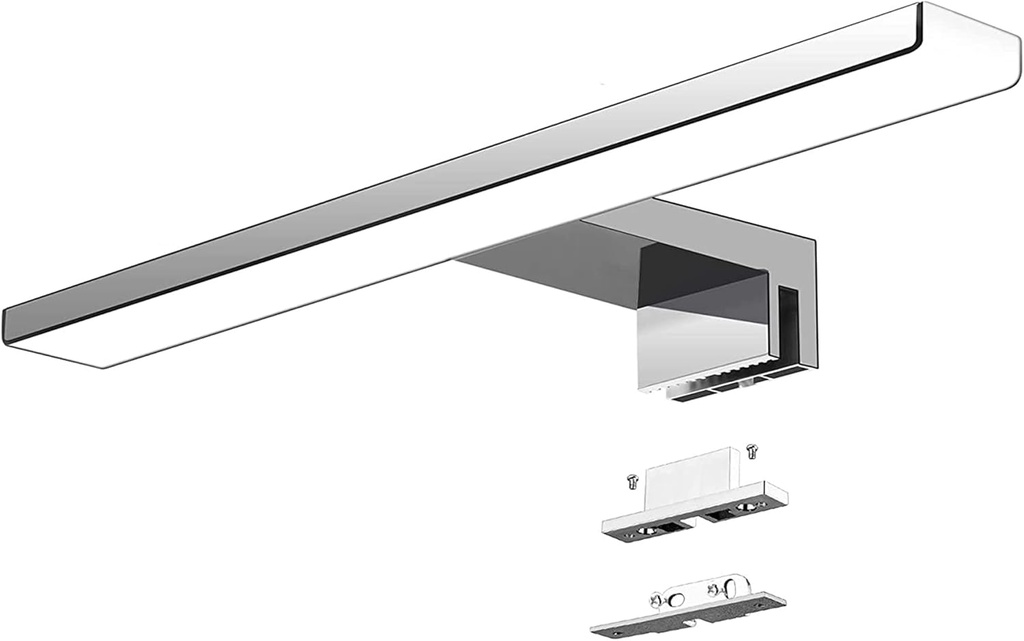 Lumină pentru oglindă de baie Aogled Led 40cm 10W 820lm 230V Alb rece 6000K, Lampă subțire pentru oglindă pentru baie IP44 Clasa II, cu clemă/Dulap cu oglindă/Iluminat de perete 400mm