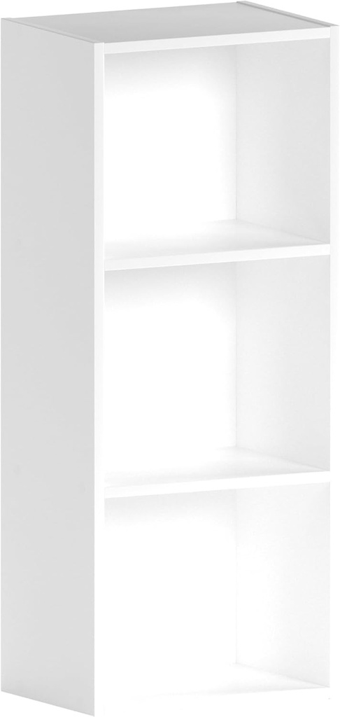 Vida Designs Biblioteca cub cu 3 niveluri Oxford, alb, rafturi din lemn pentru birou, mobilier de sufragerie