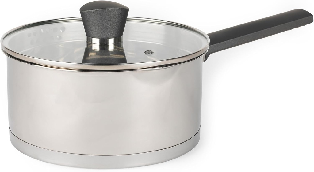 Russell Hobbs RH01164EU Excellence Collection Cratiță de 20 inchi cu capac de sticlă, oțel inoxidabil, finisaj lustruit în oglindă, compatibil cu inducție, se poate spăla în mașina de spălat vase