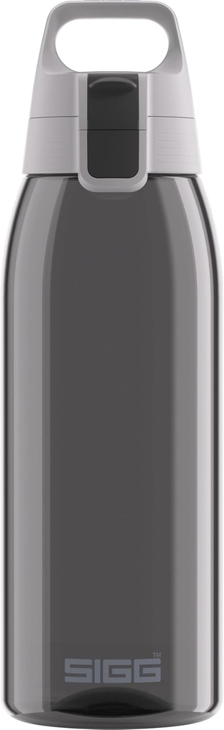 Sticla de apă Sigg Total Color Anthracit Tritan (1 L), Sticlă de apă rezistentă la scurgeri, fără substanțe nocive, Sticla de apă cu design Tritan extrem de ușoară și robustă