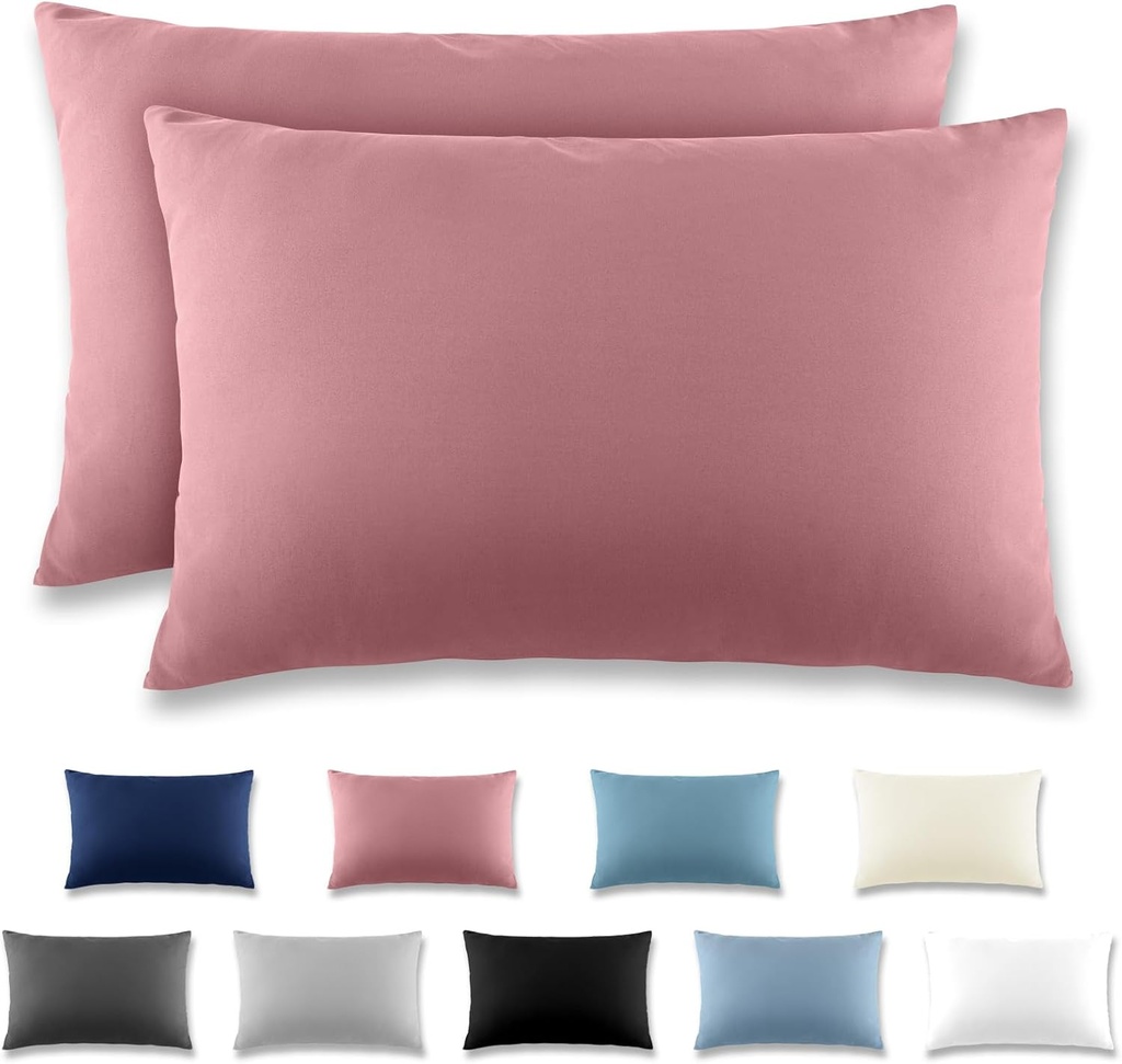 Fata de perna REDKEY 40x60 cm set 2 fete de perna cu fermoar - fata de perna din microfibra periata pentru perne, lavabila pana la 40°C, roz vechi