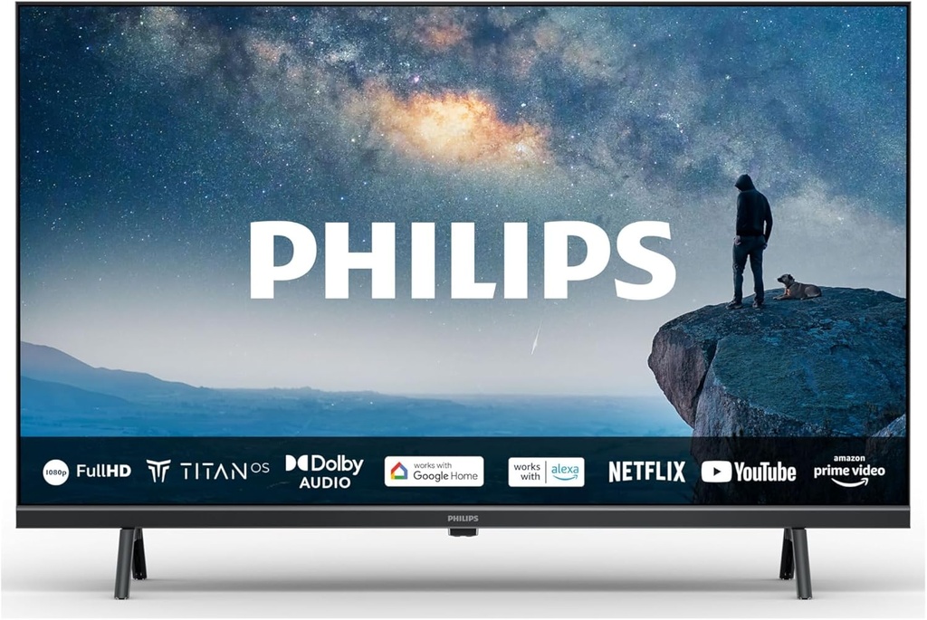 Philips 32PHS6009 HD LED Smart TV - ecran de 32 inchi cu sistem de operare Titan, Pixel Plus HD și audio Dolby Digital, funcționează cu Alexa și Google Voice Assistant - cadru negru mat