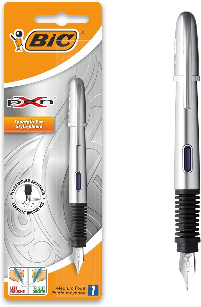 BIC X-pen stilou cromat, mediu, blister de 1, argintiu