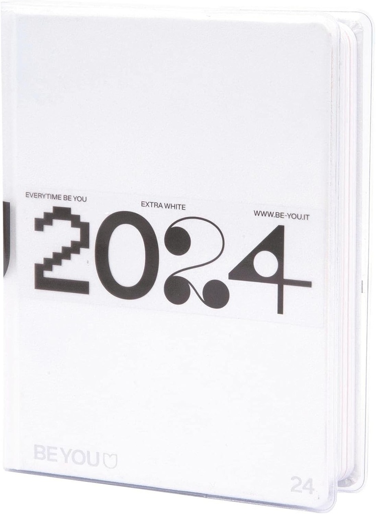 BE YOU Extra White - Jurnal scolar 2023-2024, 12 luni, septembrie 2023 - august 2024, Planificator scolar cu autocolante si pagini cu schite, cu coperta transparenta, format mare 13,5 x 18,2 cm