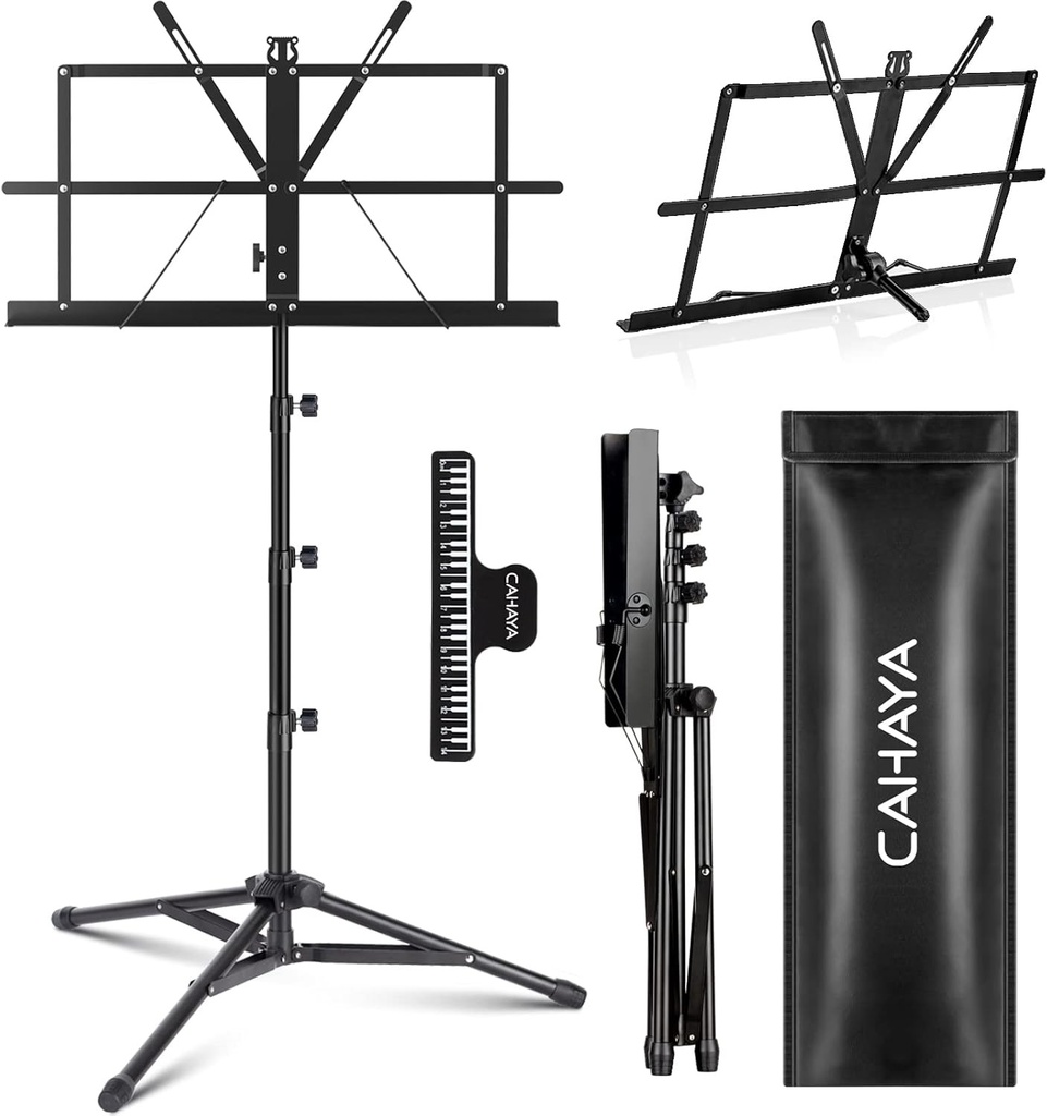 CAHAYA Suport muzical 2 in 1 si suport pentru carti de masa Suport muzical pliabil Inaltime reglabila 70-170 cm cu geanta de transport Versiune superioara CY0305