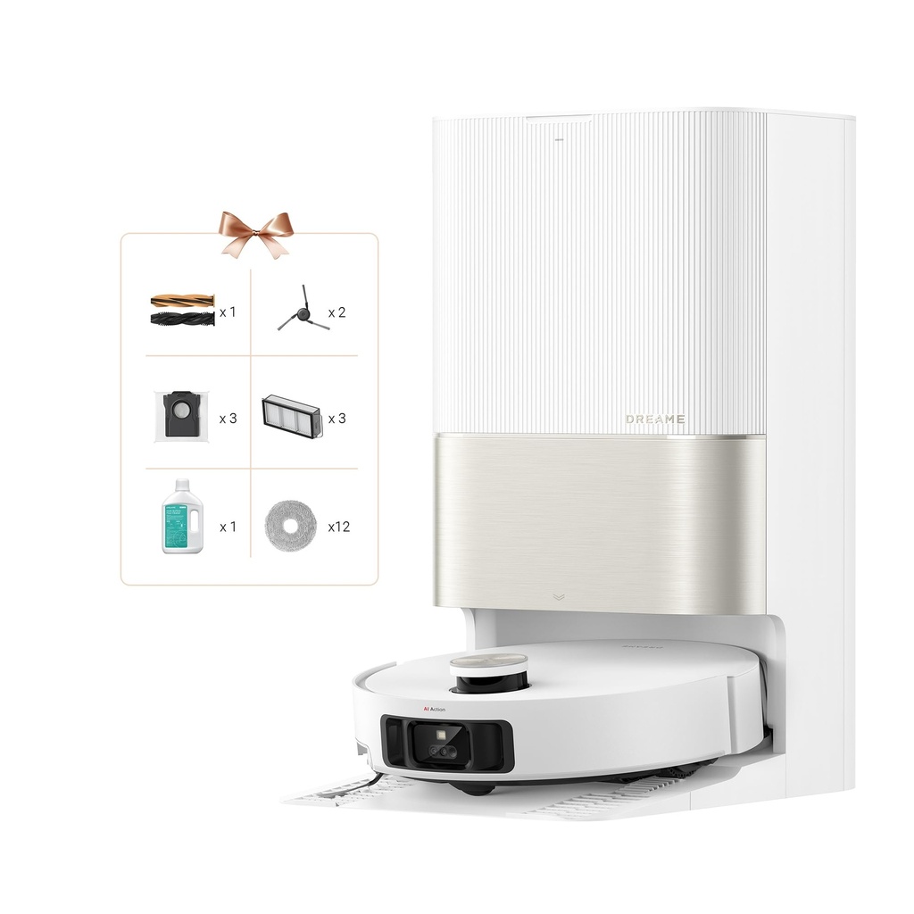 Aspirator robot ultra complet DREAME X50, detectarea obstacolelor AI și navigarea la 360°, depășește obstacolele de 6 cm, aspirație de până la 20000 Pa, perie dublă anti-încurcăre