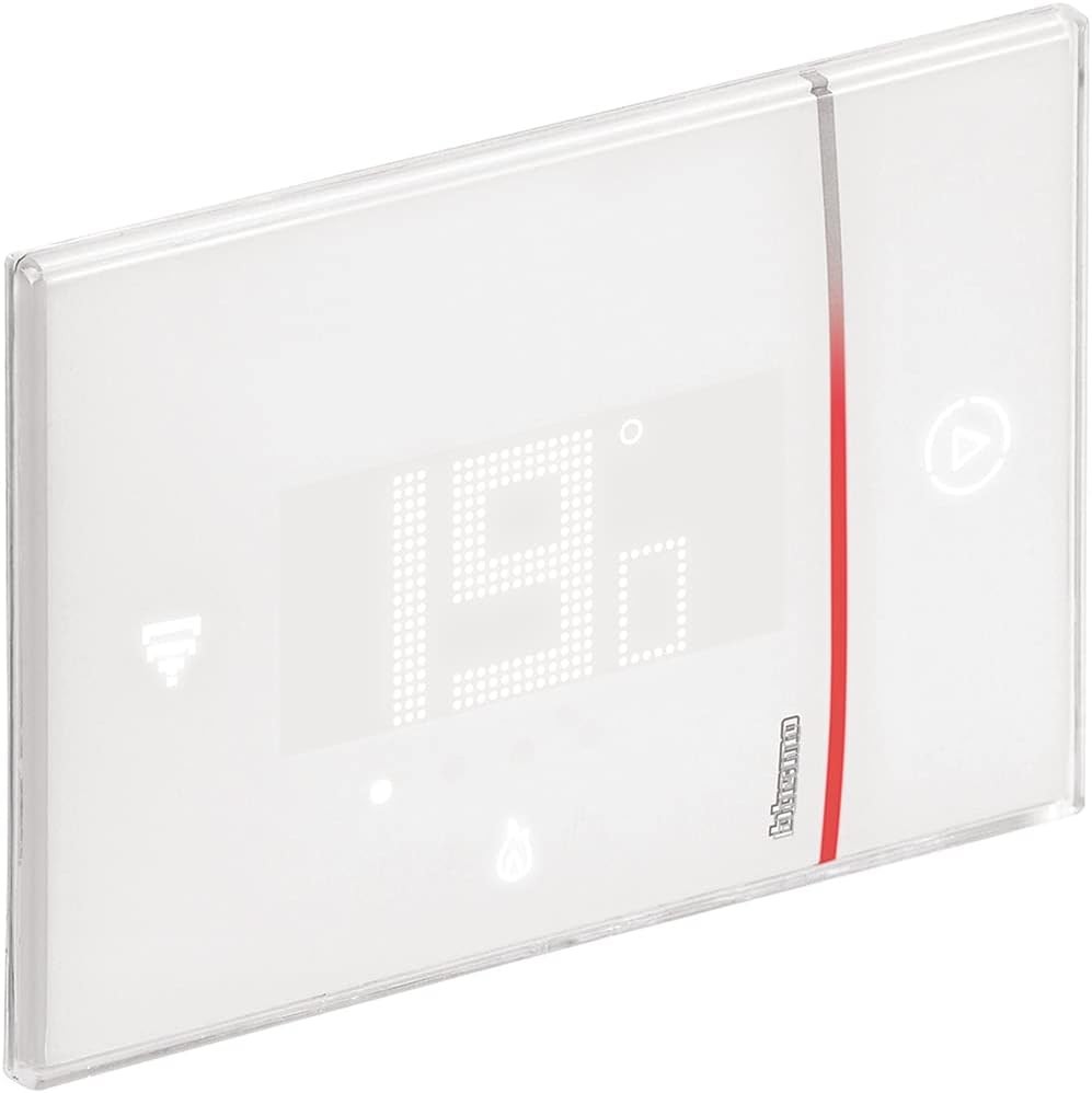 Bticino SXW8002 Smarther2 cu termostat digital WiFi Netatmo, termostat cazan incorporat, programabil, control prin aplicatie, Alexa si Google, afisaj pentru umiditate, alb