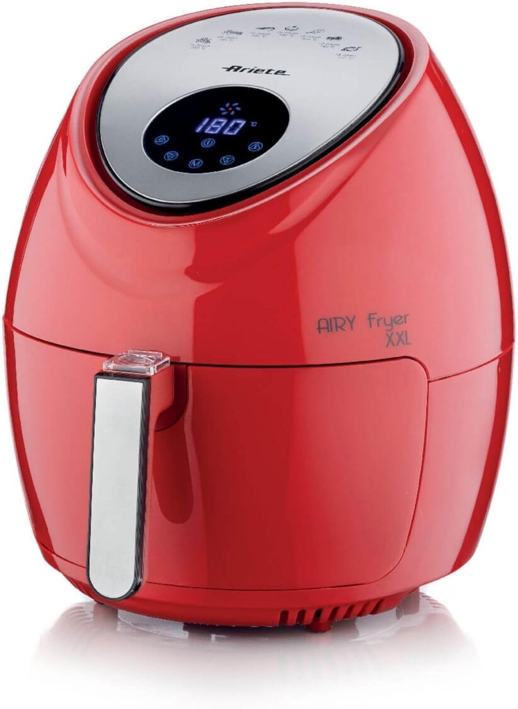 Ariete 4618 Airy Fryer XXL - Friteuza cu aer - Cartofi prajiti 2,5 kg de cartofi prajiti - 7 litri - Gatit fara ulei si grasimi - 1800 Watt - Rosu