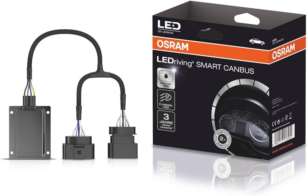 OSRAM LEDRIVING SMART CANBUS, LEDSC02-1, ocolește sistemul de detectare a defecțiunilor lămpii, cum ar fi Night Breaker H7LED 12V, Duobox