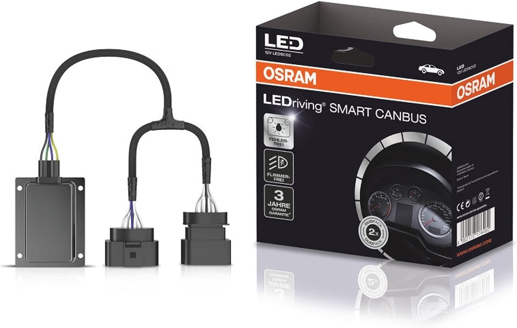 OSRAM LEDRIVING SMART CANBUS, LEDSC02-1, ocoleste sistemul de detectare a defectiunilor lampii, cum ar fi Night Breaker H7LED 12V, Duobox