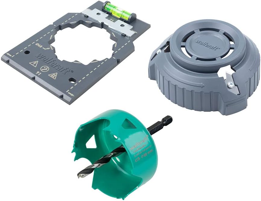 Set de succes wolfcraft „Instalarea cutiilor de perete cu cavitate” I 5897000 I Pentru pregătirea instalațiilor electrice în construcții de gips-carton