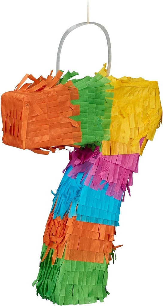 Pinata cu numarul 7 Relaxdays, mini pinata suspendata, joc pentru copii, zile de nastere, umplubila, 21 x 16 x 4,5 cm, colorata, carton, 21 x 16 x 4,5 cm