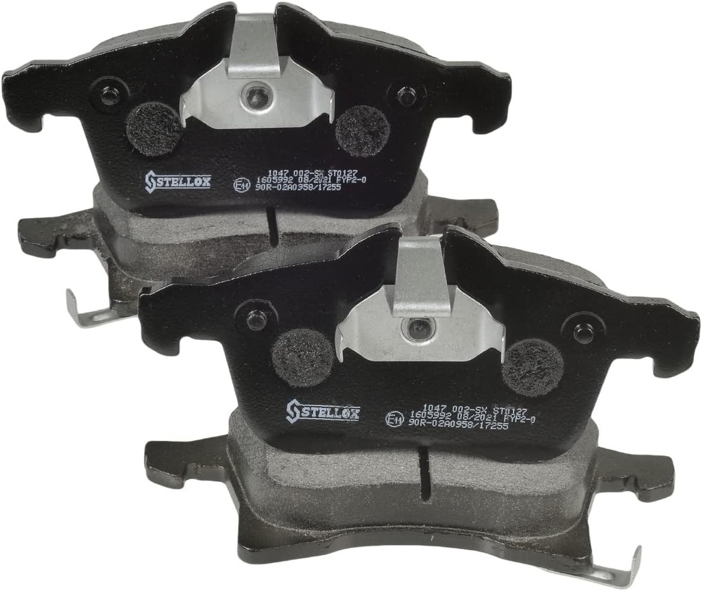 Set placute de frana STELLOX 1047 002-SX - Frana cu disc (4 bucati) - Contact de avertizare uzura inclus - Certificat ECE-R90 - patru placute de frana per set - Pentru masini si vehicule comerciale