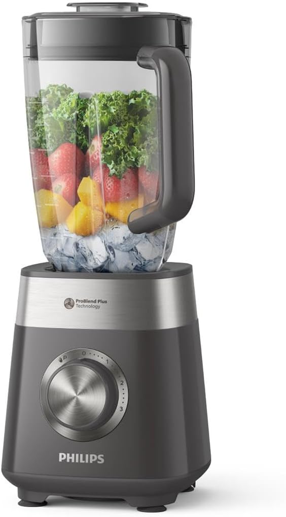 Blender Philips Series 5000 - Motor 1000W. Tehnologia ProBlend Plus. Piese pentru mașina de spălat vase. Capacitate 2L. Negru (HR3020/20)