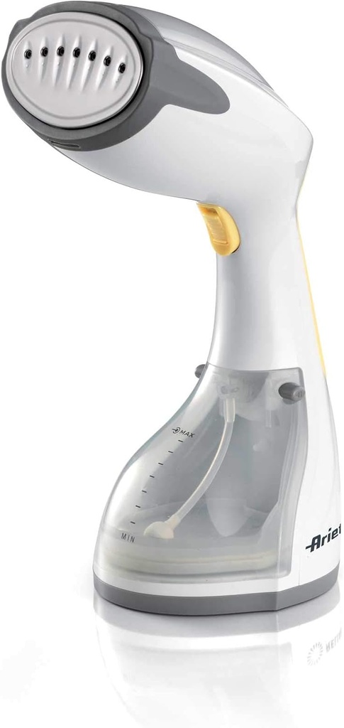 Fier de călcat vertical Ariete 4167 - Talpă din oțel inoxidabil - Abur continuu - Dezinfectează și împrospătează hainele - 1200 W - Eliminator de scame - Alb