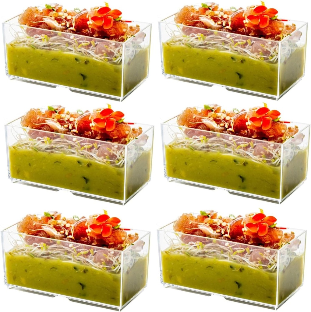 LATERN 50 de bucăți cești din plastic pentru desert, cești dreptunghiulare 140 ml pentru desert cești transparente pentru aperitiv castron reutilizabil semifreddo pentru petrecerea de budincă cu mousse (9,8 x 4,7 cm)