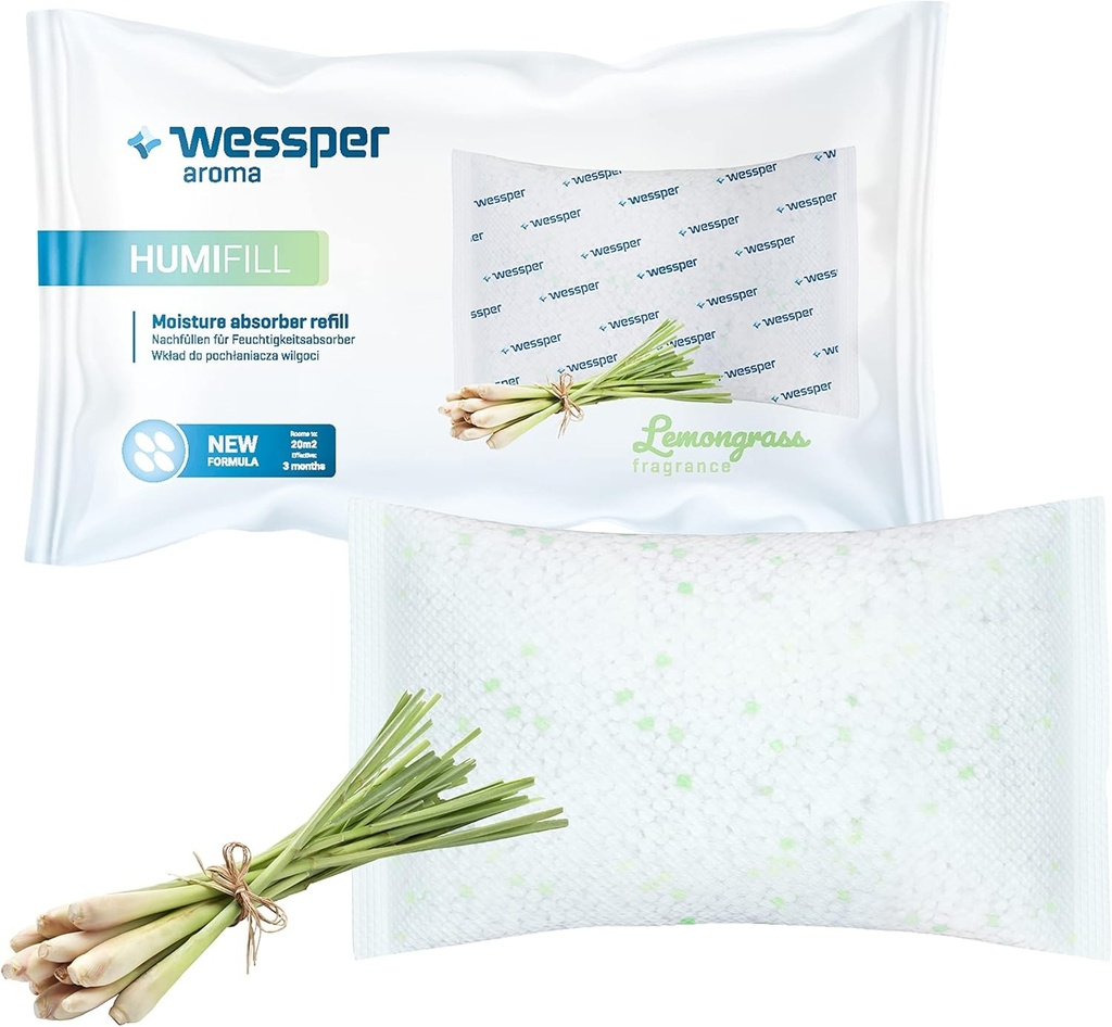 Rezerve pentru dezumidificator Wessper Citronella pentru utilizare in interior  250g - Compatibil cu toate absorbantele de umiditate - Fara electricitate - Alb