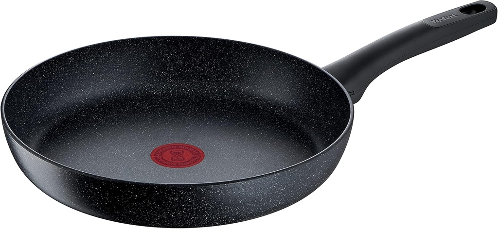 Tefal G28106 Tigaie Black Stone 28 cm | Mineralia+ acoperire antiaderență | sigur | Termo-Semnal | potrivit pentru inducție | gătit sănătos | Efect de piatră | Negru