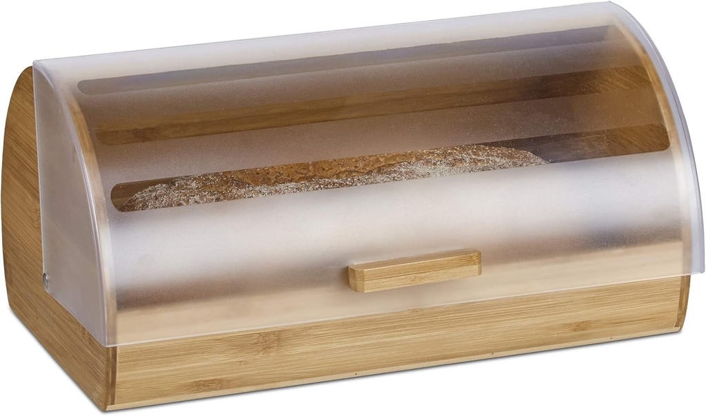 Cos de paine din bambus Relaxdays cu sertar glisant, Country House, 38 cm, Produse de patiserie naturale, HxLxA: 19 x 38 x 26 cm, Lemn, Natural