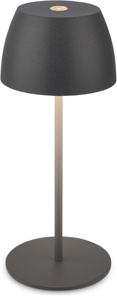 BRILONER - Mini lampă LED fără fir IP44 cu atingere, reglabilă continuu, baterie și sursă de lumină interschimbabile, lampă de noptieră, lampă decorativă, lampă LED, lampă de masă cu baterie, 8x20 cm (DxH), antracit