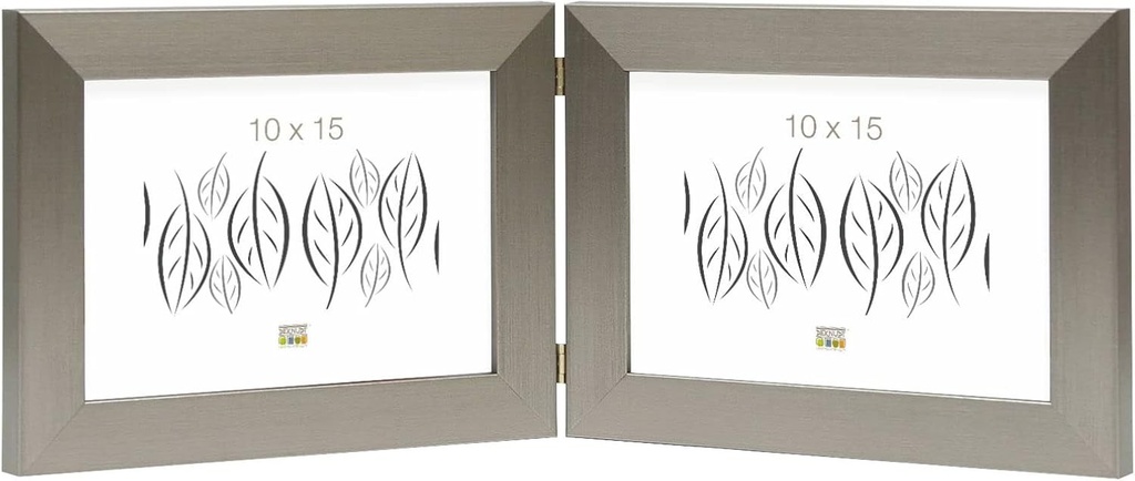Deknudt Frames S41VD1 H2H Rama foto Diptic orizontal Rasina argintie 10 x 15 cm