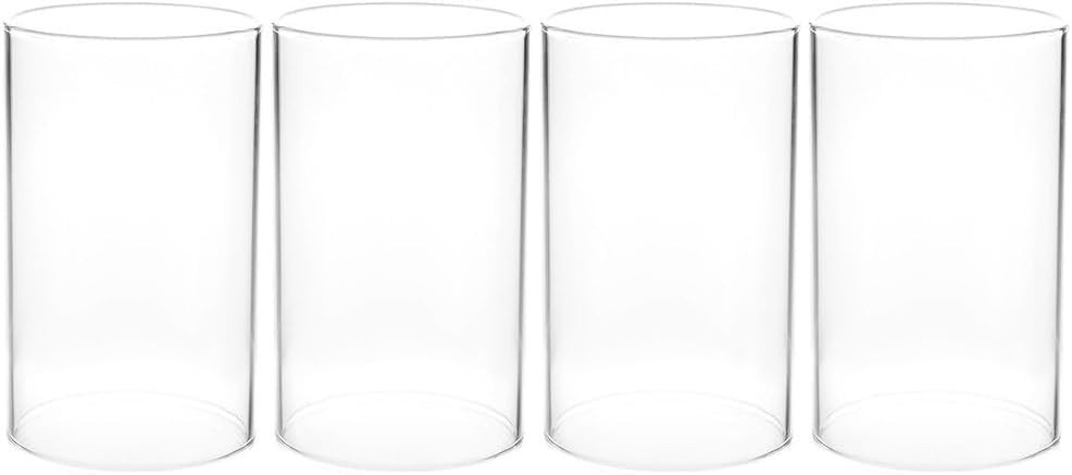 Cilindru de sticla 4 bucati fara fund, deschidere suflata cu gura, pahare felinar de sticla, suport de lumanare din sticla, inaltime 10 cm, sticla de schimb pentru lumanari, felinar, casa, sufragerie, decor nunta