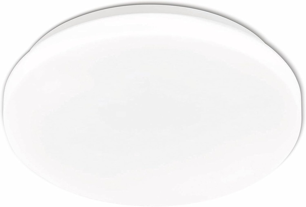 Plafoniera LED EGLO Pogliola, O 26 cm, plafoniera rotunda, lumina plana pentru dormitoare si holuri, metal si plastic alb, alb cald
