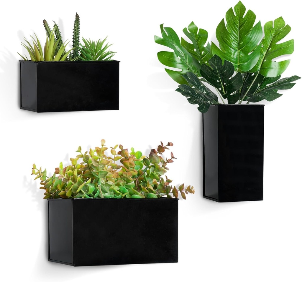 BOFUNX 3 bucati ghivece de flori agatate Ghiveci de flori din metal pentru agatat pe perete cos Vaze de perete pentru flori Plante Decorare perete Decorare gradina