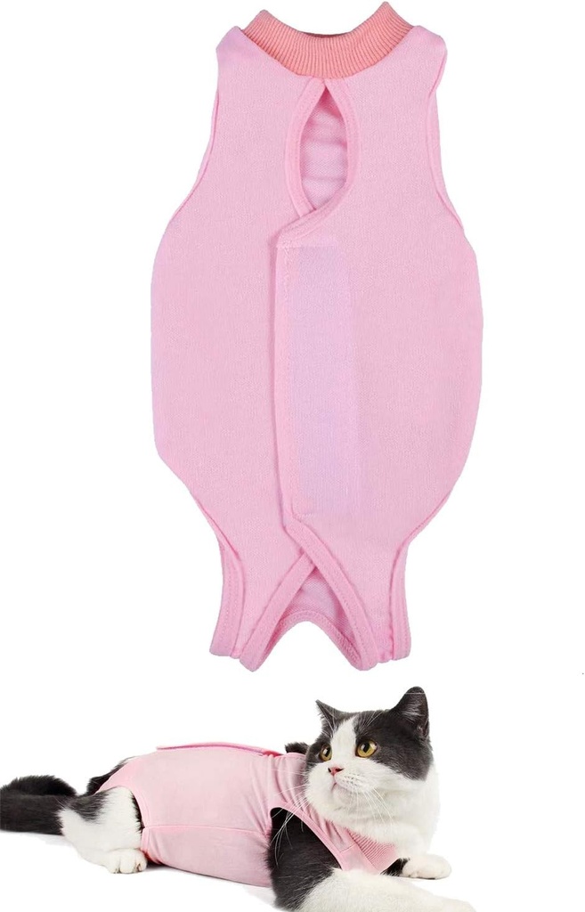 AEITPET Vesta de recuperare pentru pisici, alternativa pentru caini si pisici Costum de recuperare pentru animale de companie, restaurare pisici potrivita pentru bolile ranilor abdominale (S, roz)