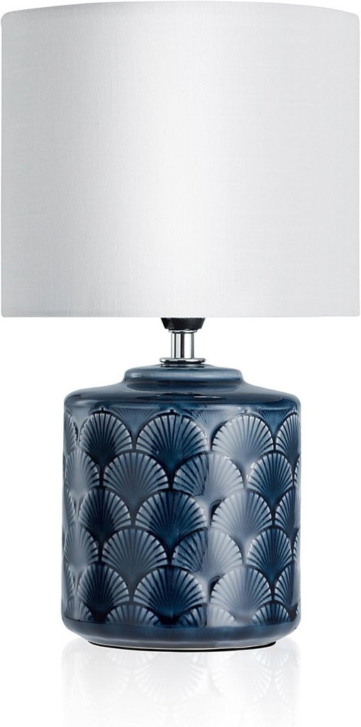 Pauleen 48022 Lampă de masă Glowing Midnight max. Lampă de masă 20W pentru lămpi E14 lampă de noptieră albastru alb 230V ceramică/țesătură fără bec