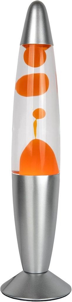 TARIFA DE CADURI Lampa Lava Portocalie. Lampă de noptieră cu 2 becuri incluse. Cadou distractiv pentru adolescenți. Lampa retro 34 x 8,5 cm