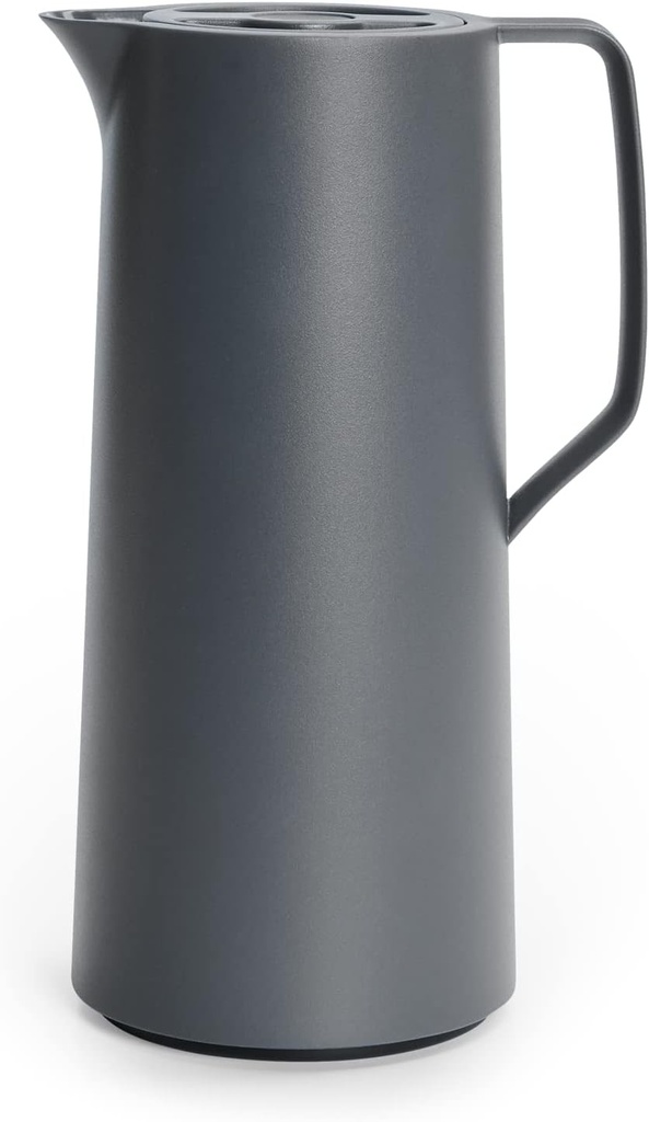 Emsa N41701 Urcior izolat Motiva | 1 litru | Capac de apasare rapida | 12h cald, 24h rece | Balon de sticla | Fabricat in Germania | Design nordic | Antracit