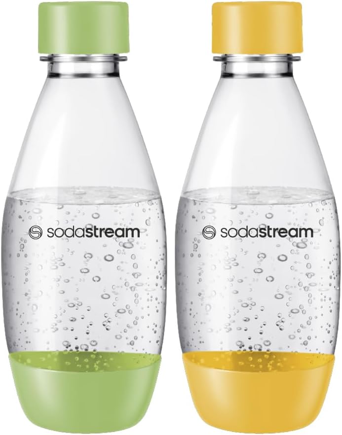 Sticla de plastic SodaStream | 0,5 L | Fără BPA | verde și galben | pachet de 2